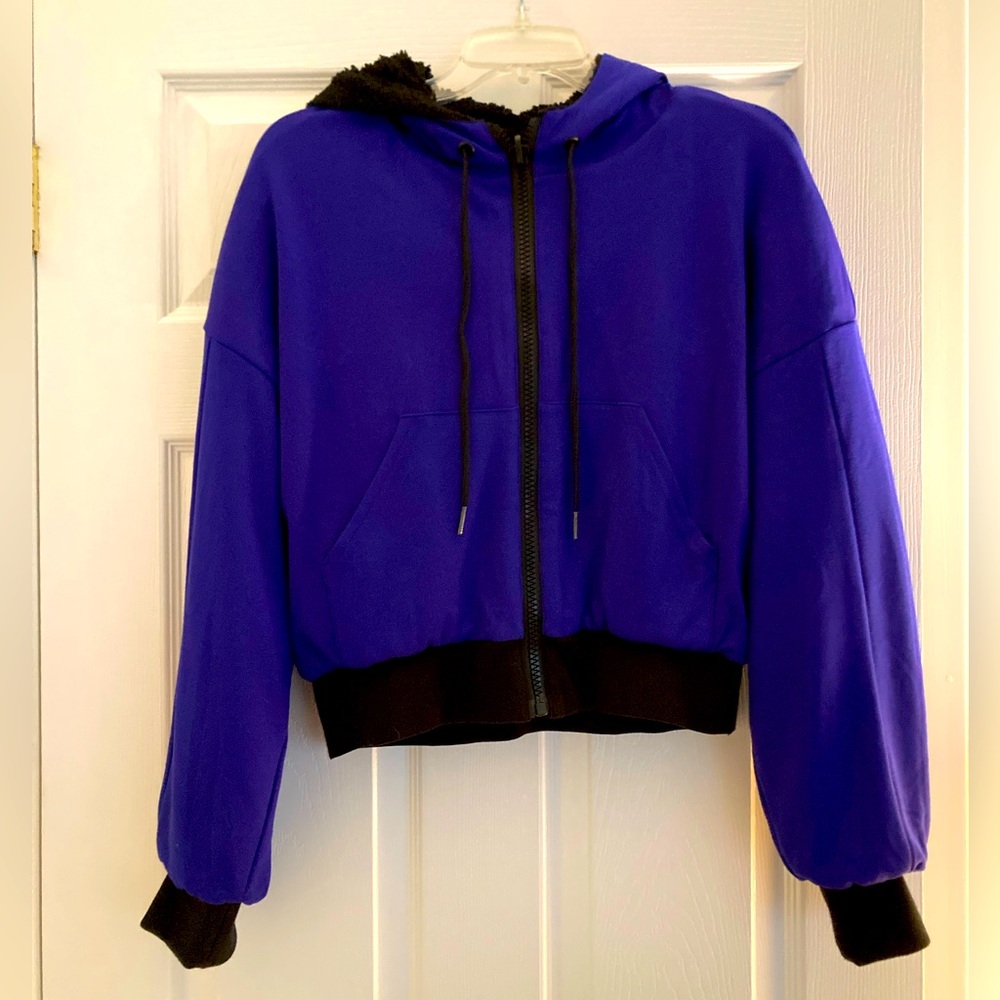 Fabletics Crop Zip Up Sweatshirt/Jacket, Reversible, Size S
